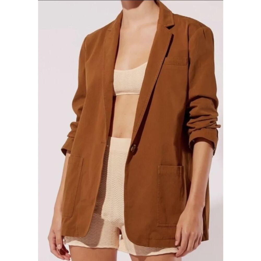 Solid & Striped The Beach Blazer Washed Chino Camel Brown Size XS